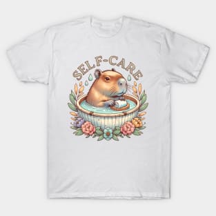 Self-care Capybara Bathing in a Hot Tub T-Shirt